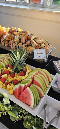 Summer Fruit, Blueberry Muffins, Buttery Croissants 